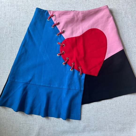 Vivetta Heart Patchwork Color Block Mini Skirt | art girl whimsigoth size 38 - Picture 4 of 11